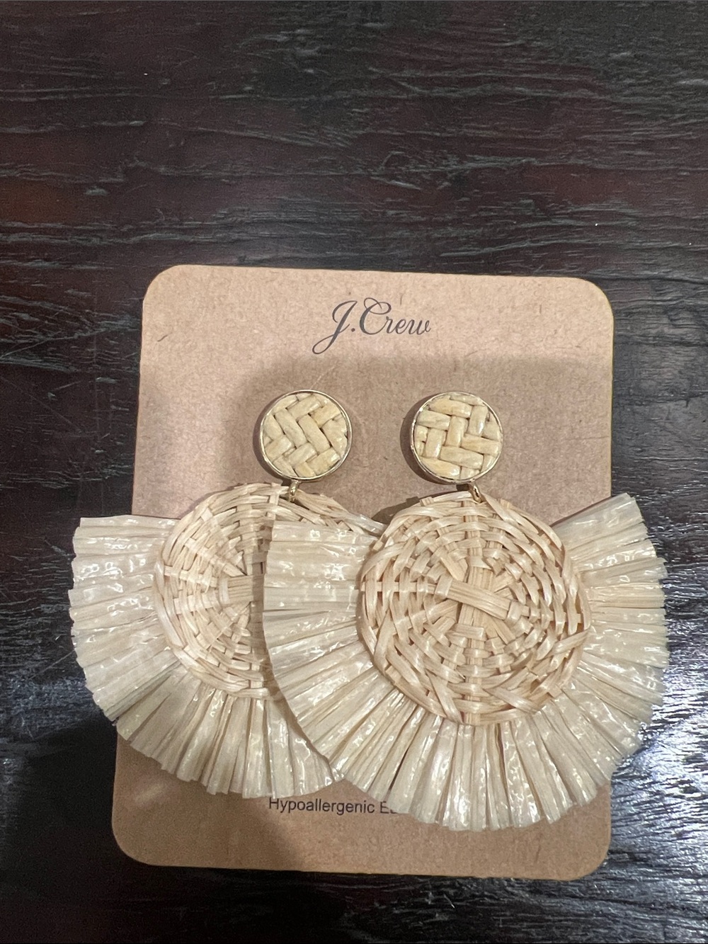 J. Crew Natural Raffia Fan Drop Earrings